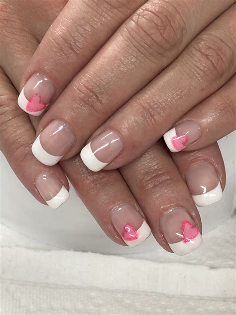 cute pink valentines day nails|valentine's day french tip nails.